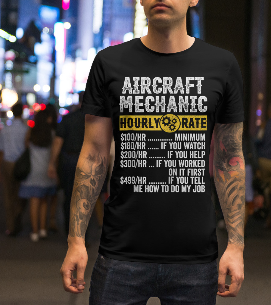 Aircraft Mechanic Hourly Rate Funny Vintage T-Shirt