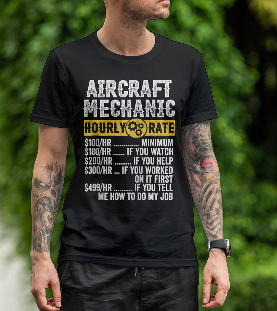 Aircraft Mechanic Hourly Rate Funny Vintage T-Shirt