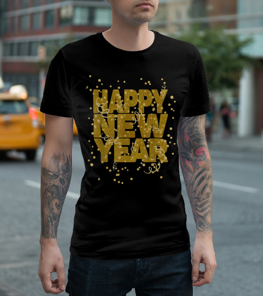 Happy New Year Nye Party Celebration Glitter Confetti T-Shirt