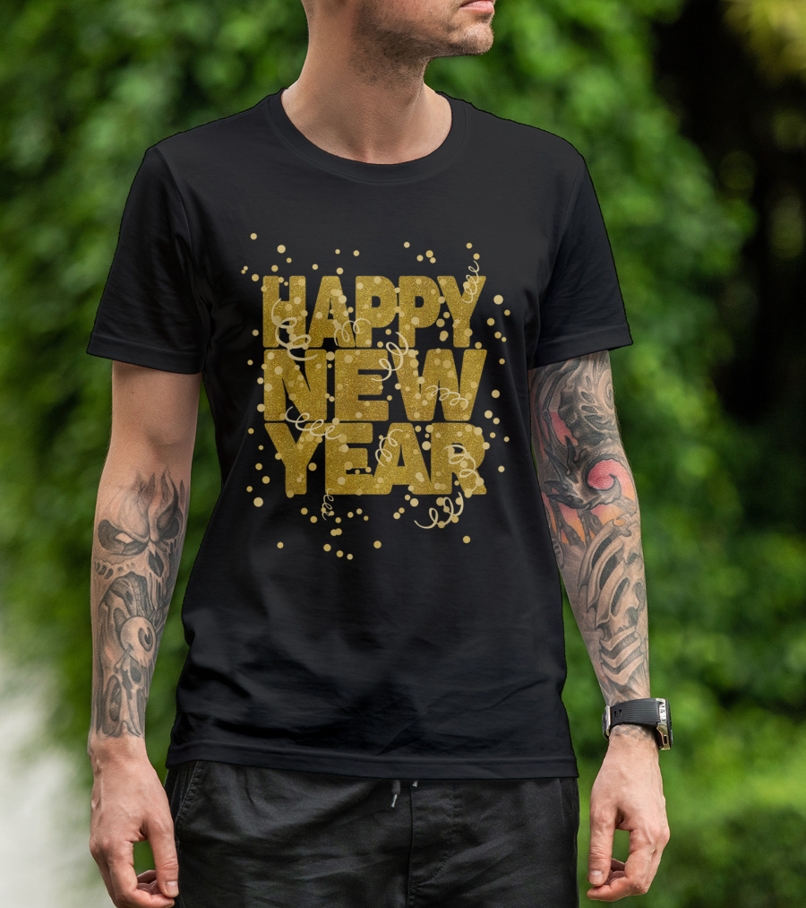 Happy New Year Nye Party Celebration Glitter Confetti T-Shirt