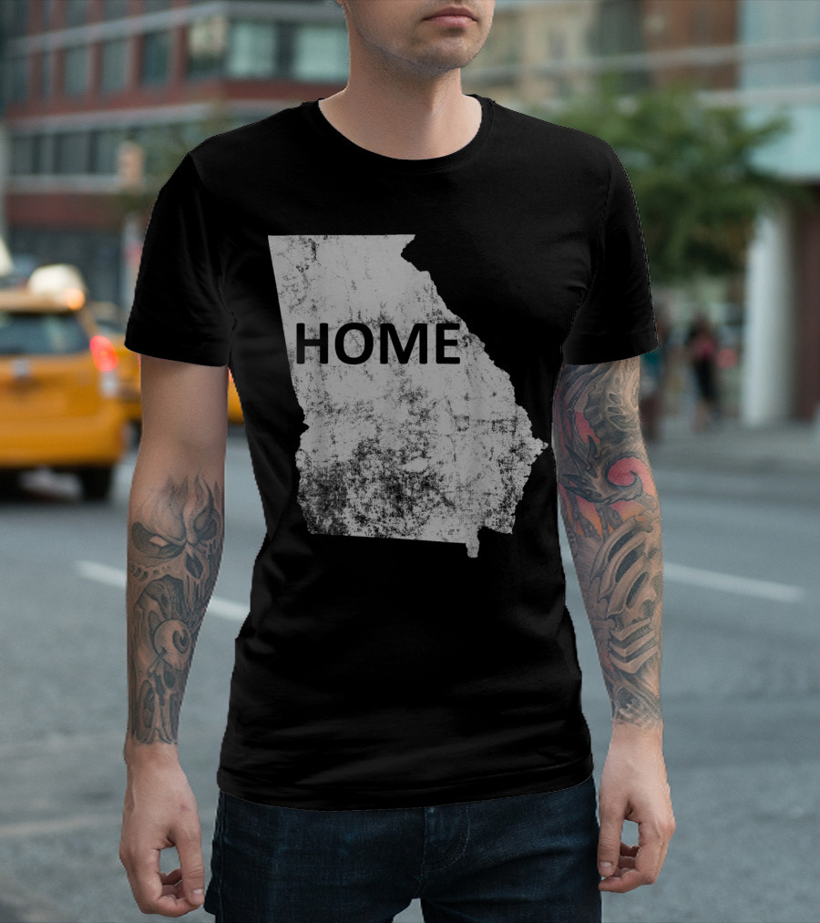 HOME Georgia State Map Distressed Grunge T-Shirt
