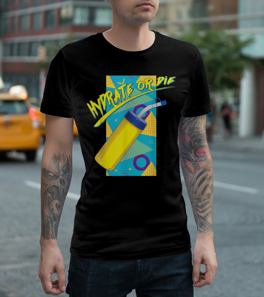 Hydro Homies Hydrate Or Die Retro Water Bottle T-Shirt