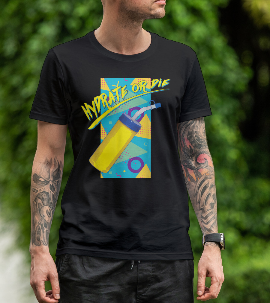 Hydro Homies Hydrate Or Die Retro Water Bottle T-Shirt
