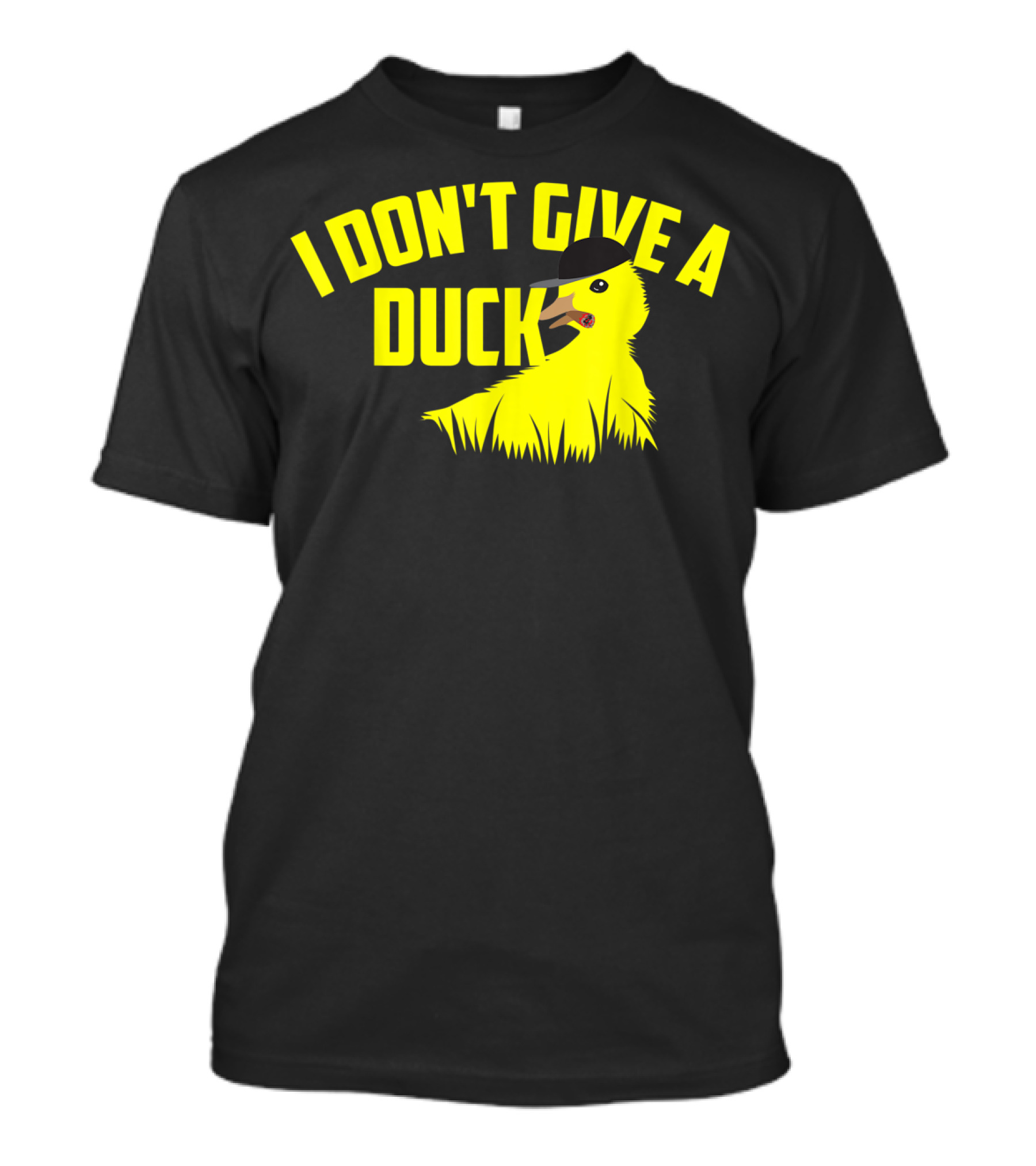 I Don't Give A Duck Funny Yellow Duck Wearing Hat T-Shirt