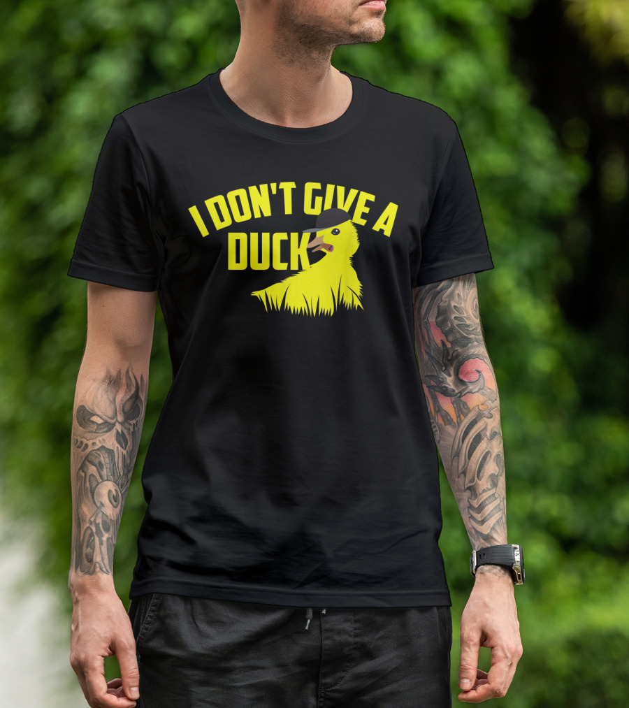 I Don't Give A Duck Funny Yellow Duck Wearing Hat T-Shirt