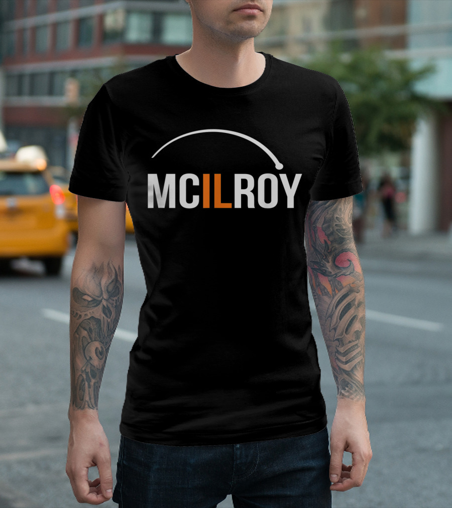 MCILROY Arched Text Orange Golf Swing T-Shirt