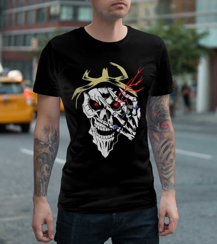 Overlord Anime Skull With Glowing Red Eye And Rings T-Shirt