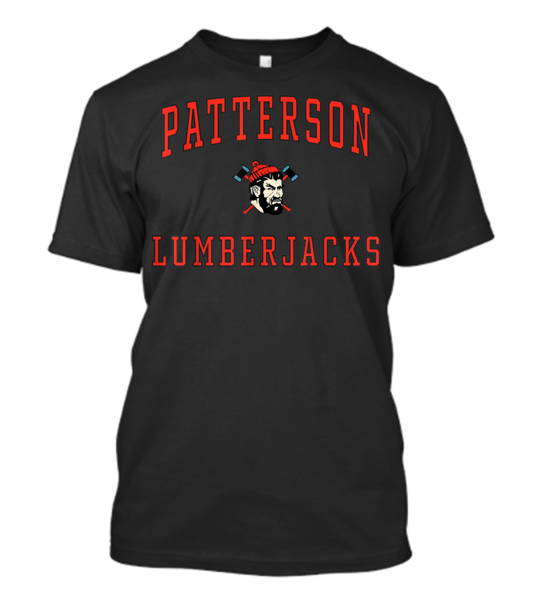 Patterson Lumberjacks High School Team Logo With Lumberjack And Axes T-Shirt
