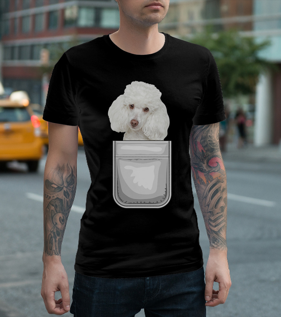 Poodle Puppy Dog Peeking From Pocket T-Shirt
