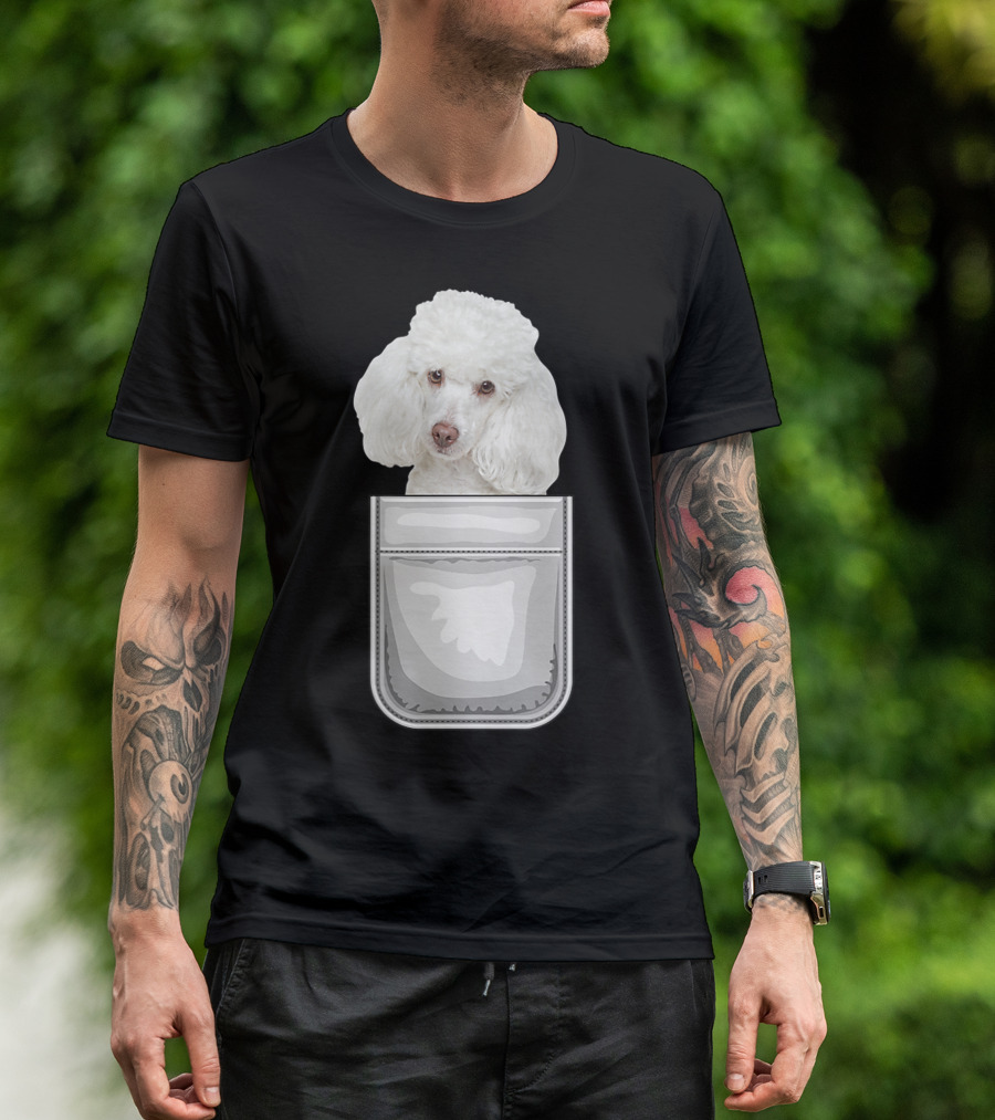 Poodle Puppy Dog Peeking From Pocket T-Shirt