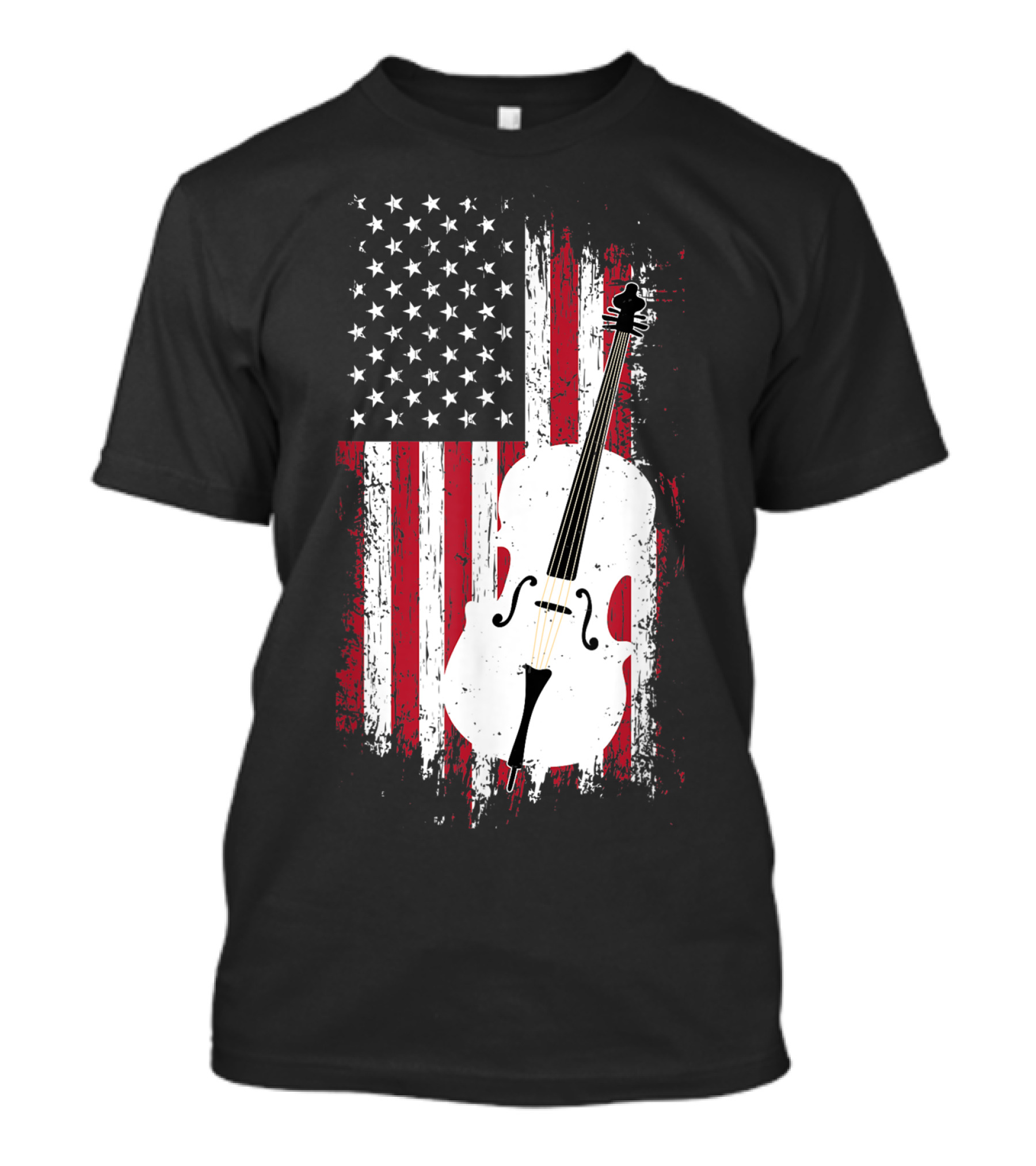 Retro Distressed American Flag Double Bass T-Shirt
