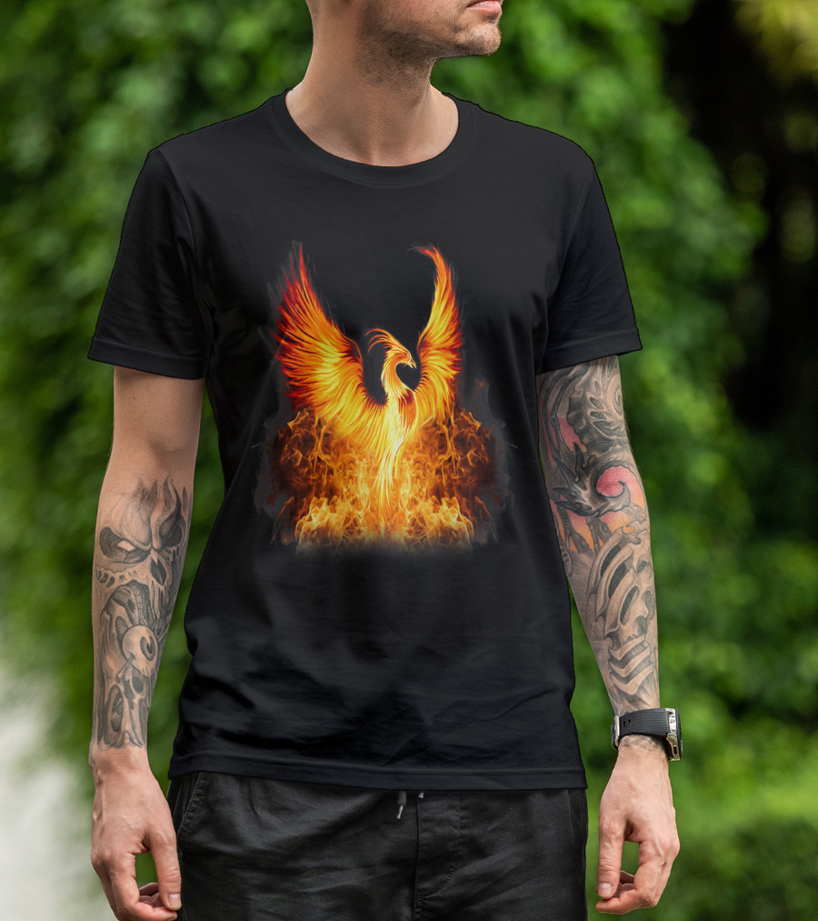 Rising Phoenix Fire Fenix Flames Burst T-Shirt