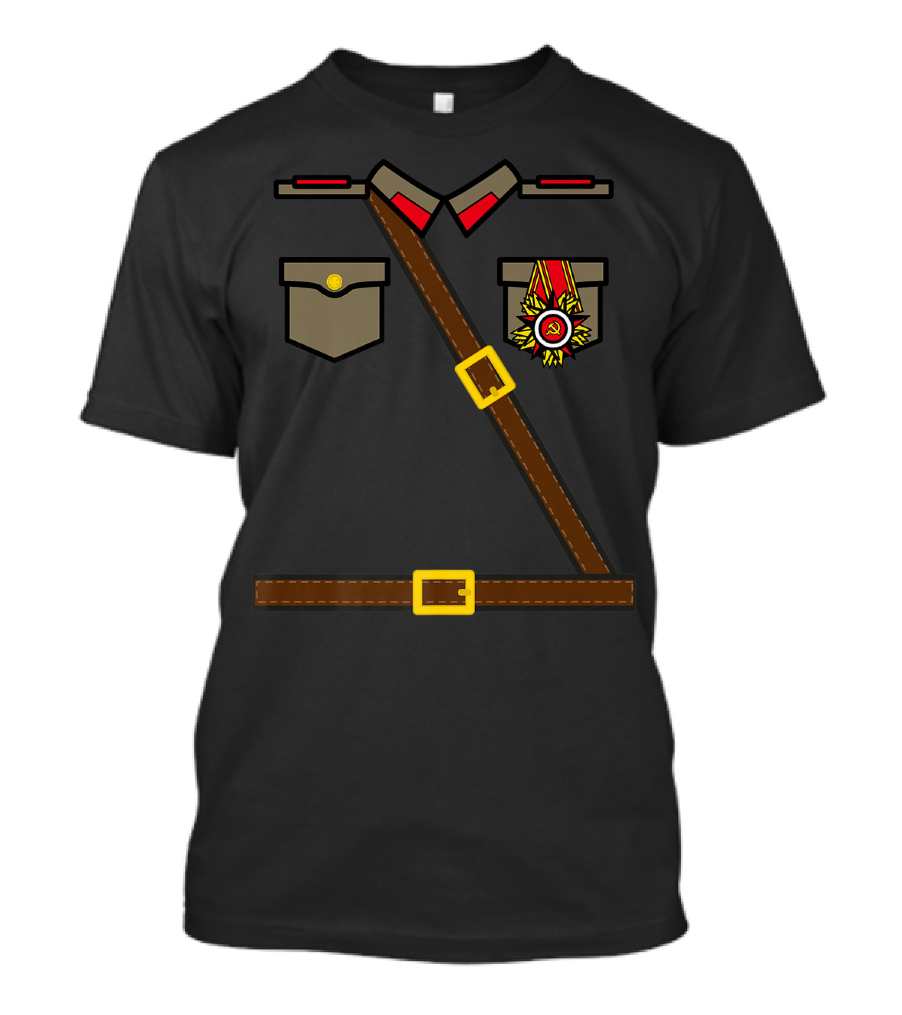 Russian Soldier Uniform USSR Communist Medal And Belt T-Shirt