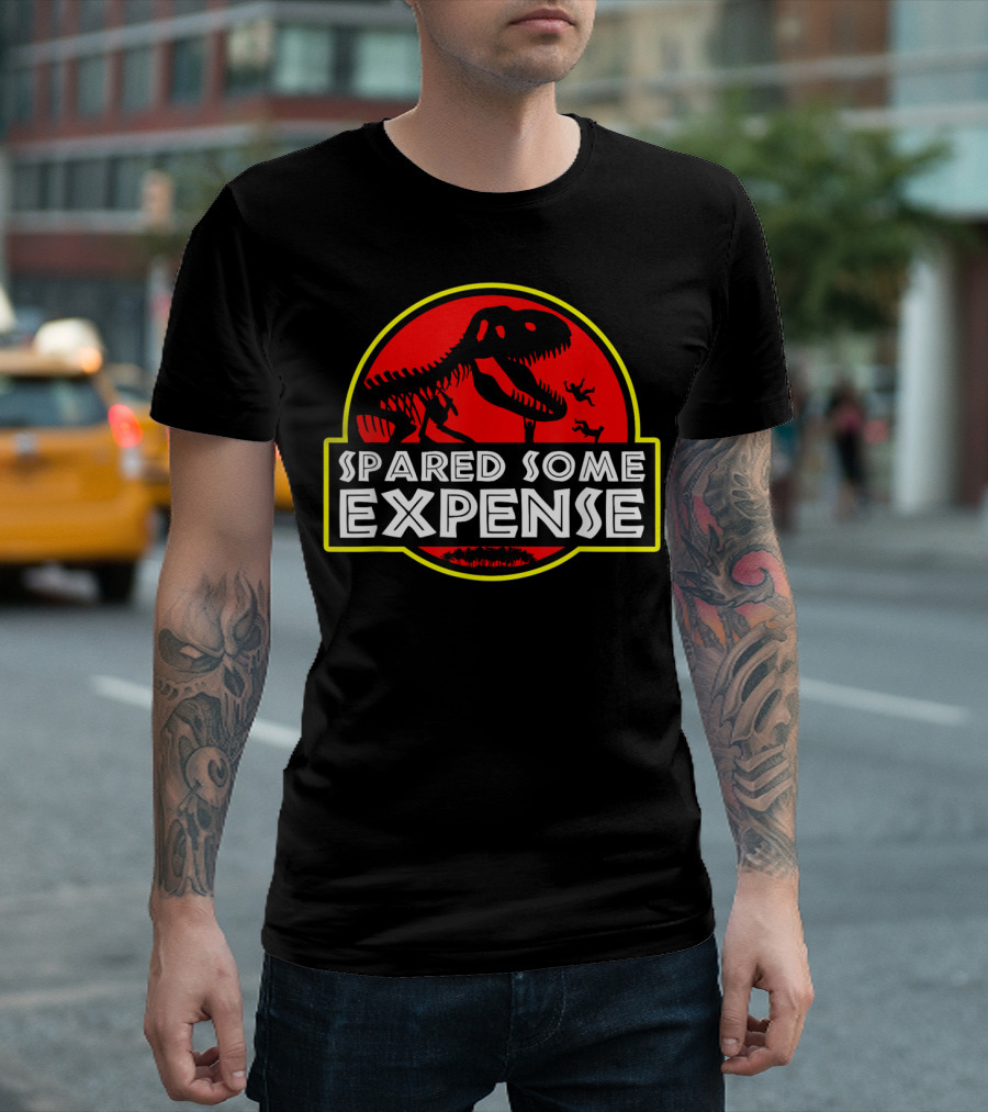 Spared Some Expense Dinosaur Skeleton Red Circle T-Shirt