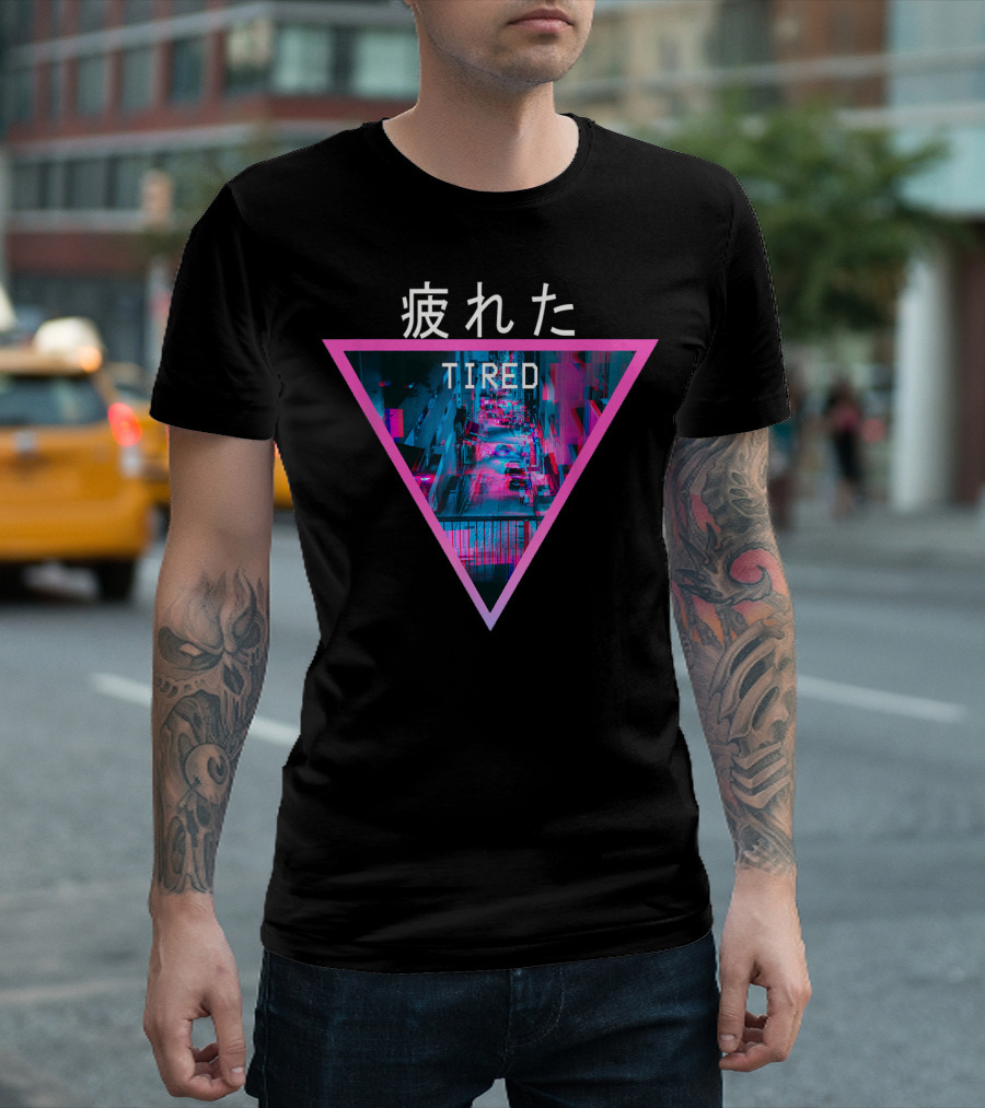 Tired Vaporwave Streetwear Style Neon Alley Aesthetic T-Shirt