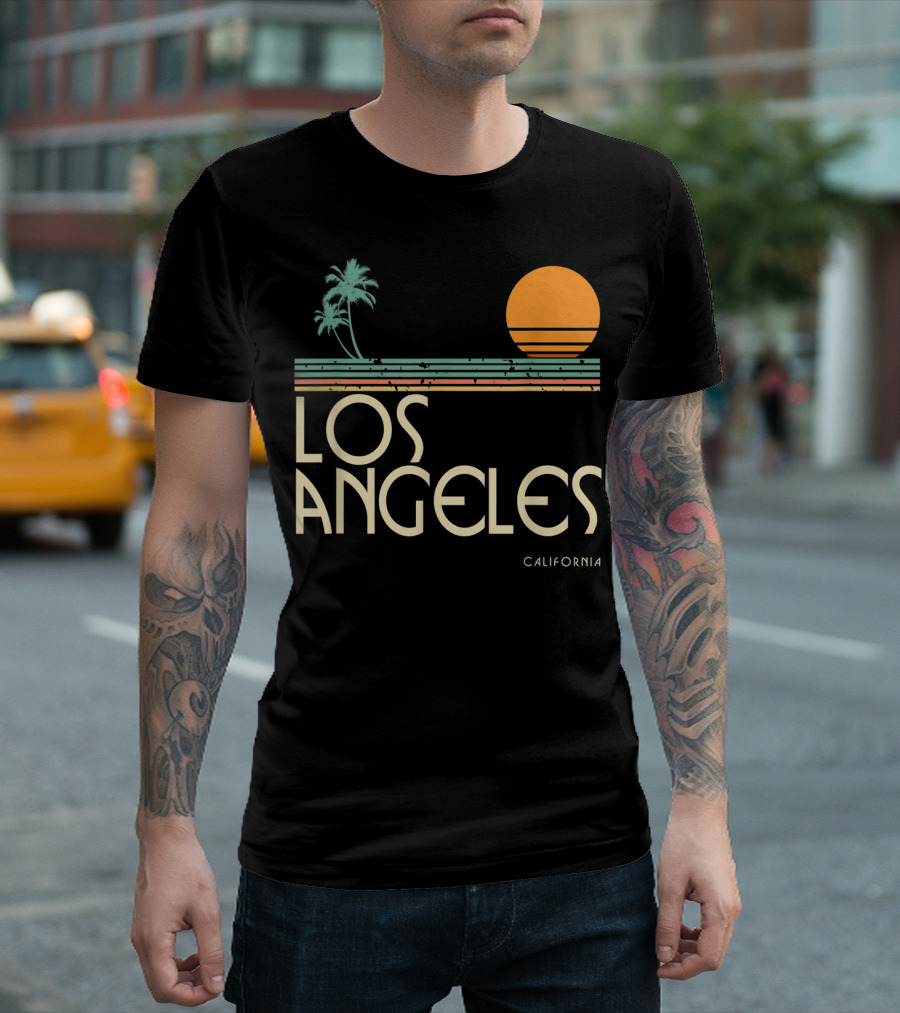 Los Angeles California Sunset Palms Vintage T-Shirt