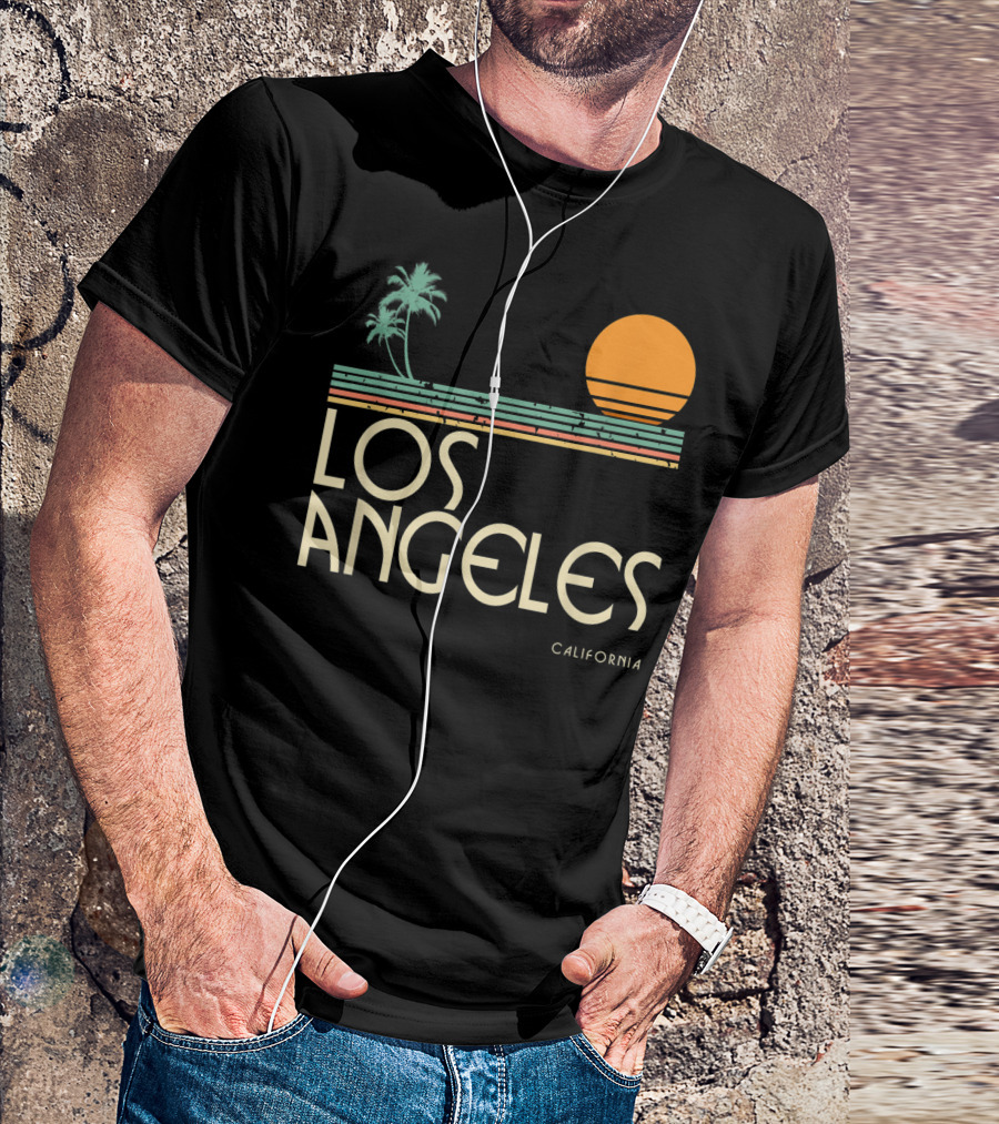 Los Angeles California Sunset Palms Vintage T-Shirt