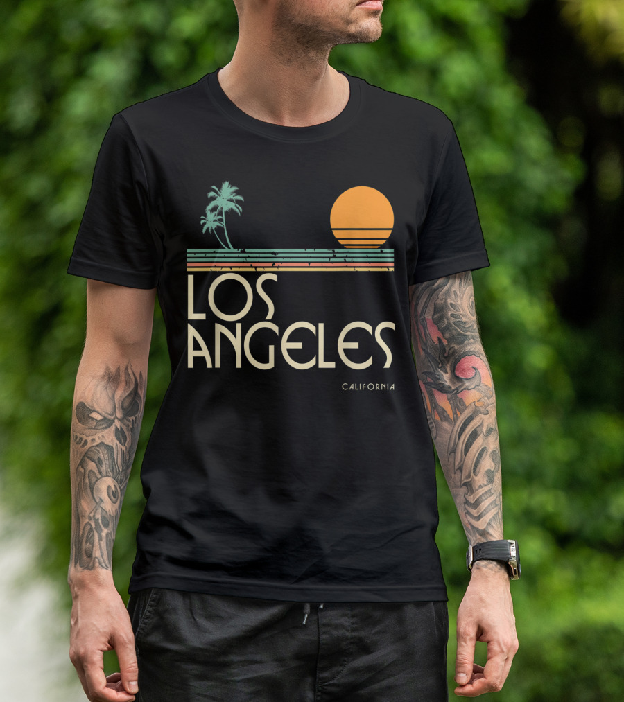 Los Angeles California Sunset Palms Vintage T-Shirt