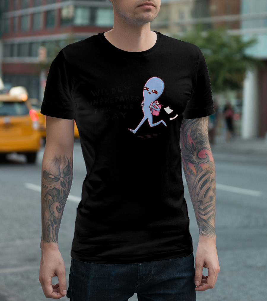 Wildly Unprepared for the Day Alien with Backpack Running T-Shirt