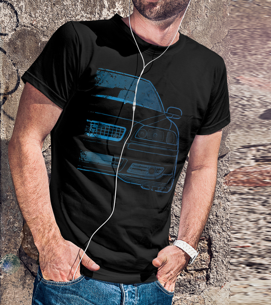 Classic Racing S60r Turbo Blue Gradient Car Line T-Shirt