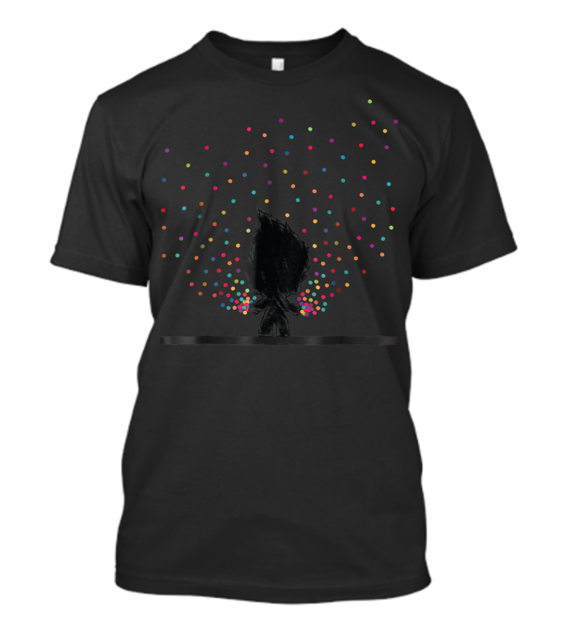 Troll Outline In Colorful Polka Dot T-Shirt