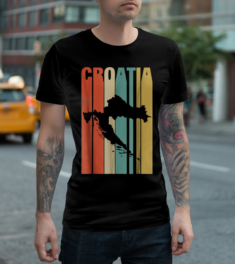 Classic Vintage Croatia Silhouette Retro Colors T-Shirt