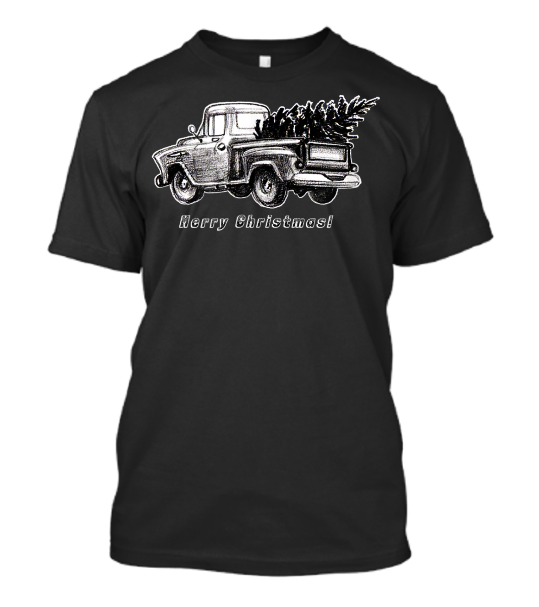 Merry Christmas Classic Vintage Stepside Pickup Truck With Tree T-Shirt
