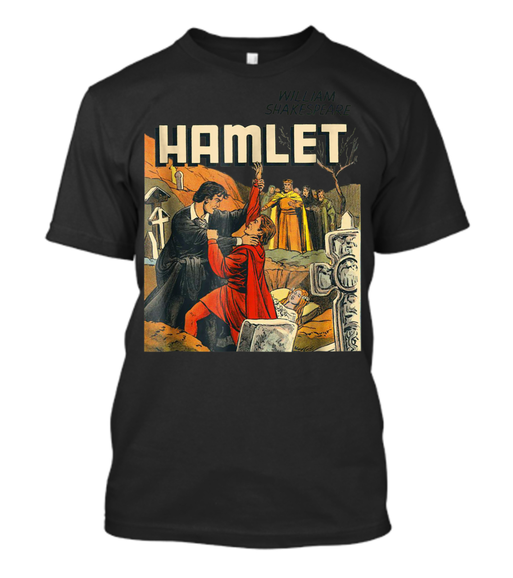 William Shakespeare Vintage Hamlet Illustrated Scene T-Shirt