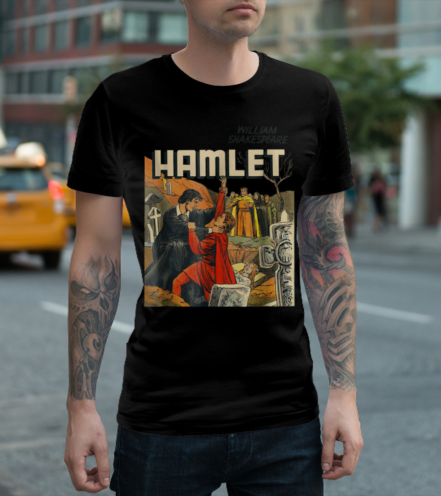 William Shakespeare Vintage Hamlet Illustrated Scene T-Shirt