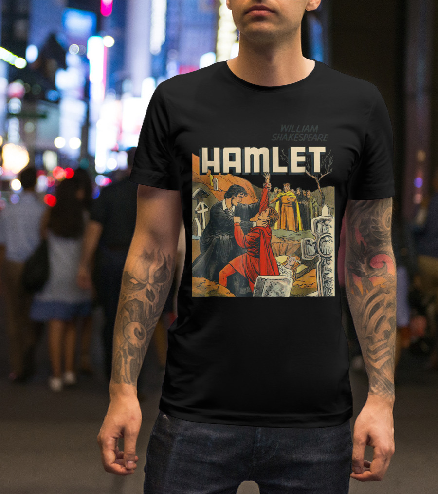 William Shakespeare Vintage Hamlet Illustrated Scene T-Shirt