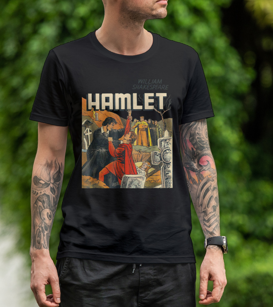 William Shakespeare Vintage Hamlet Illustrated Scene T-Shirt