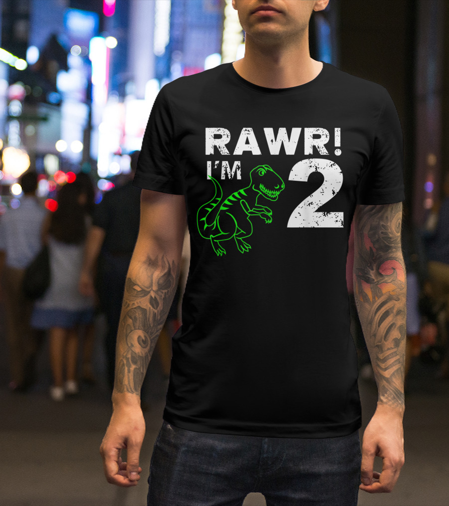 RAWR I'm 2 Dinosaur 2nd Birthday T-Shirt
