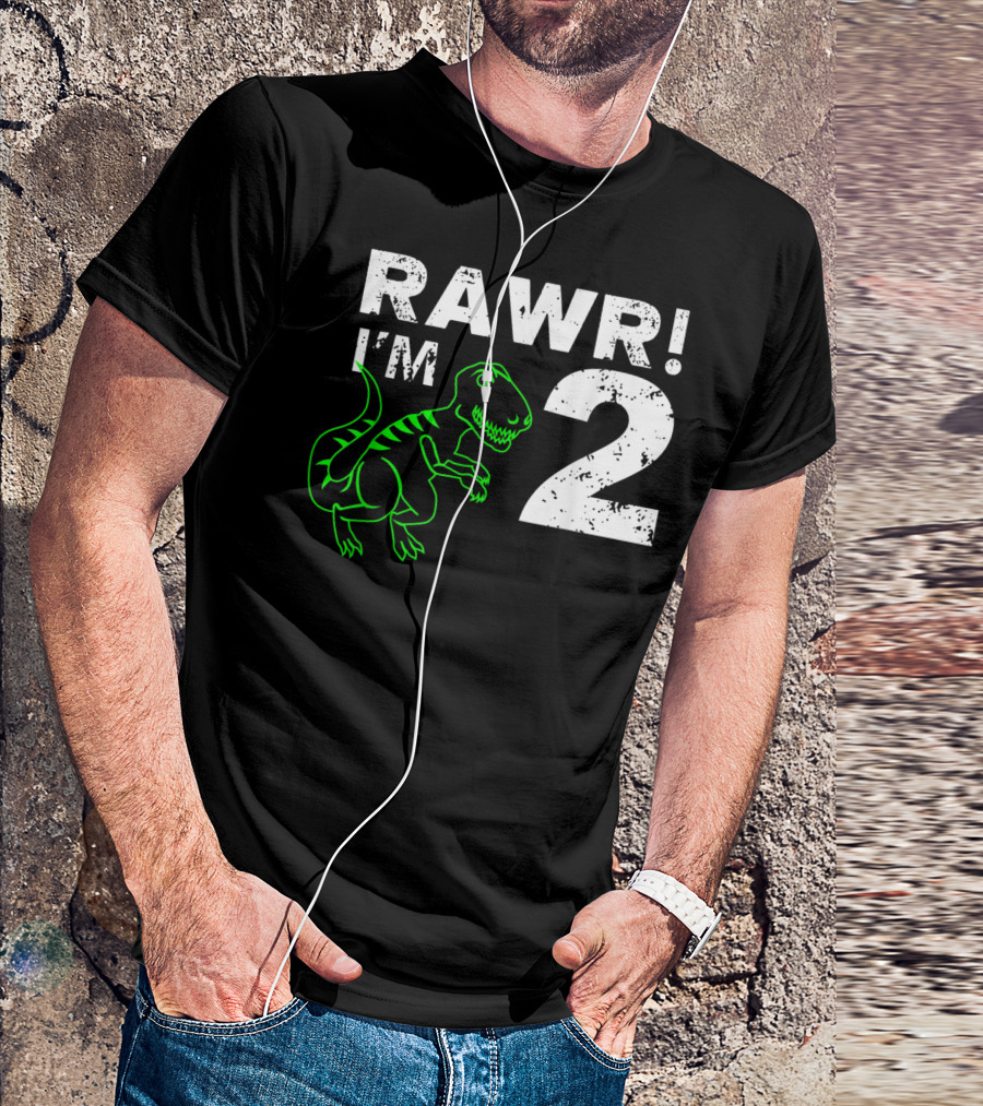 RAWR I'm 2 Dinosaur 2nd Birthday T-Shirt