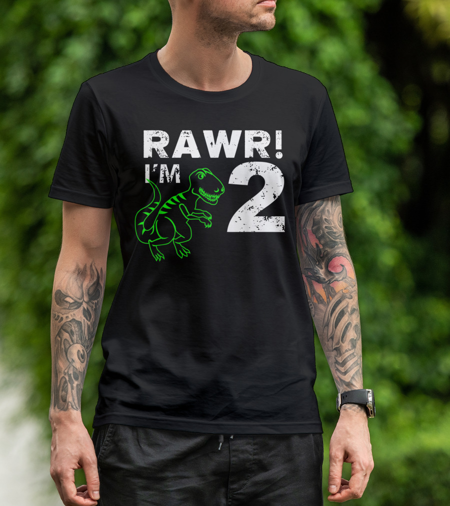 RAWR I'm 2 Dinosaur 2nd Birthday T-Shirt