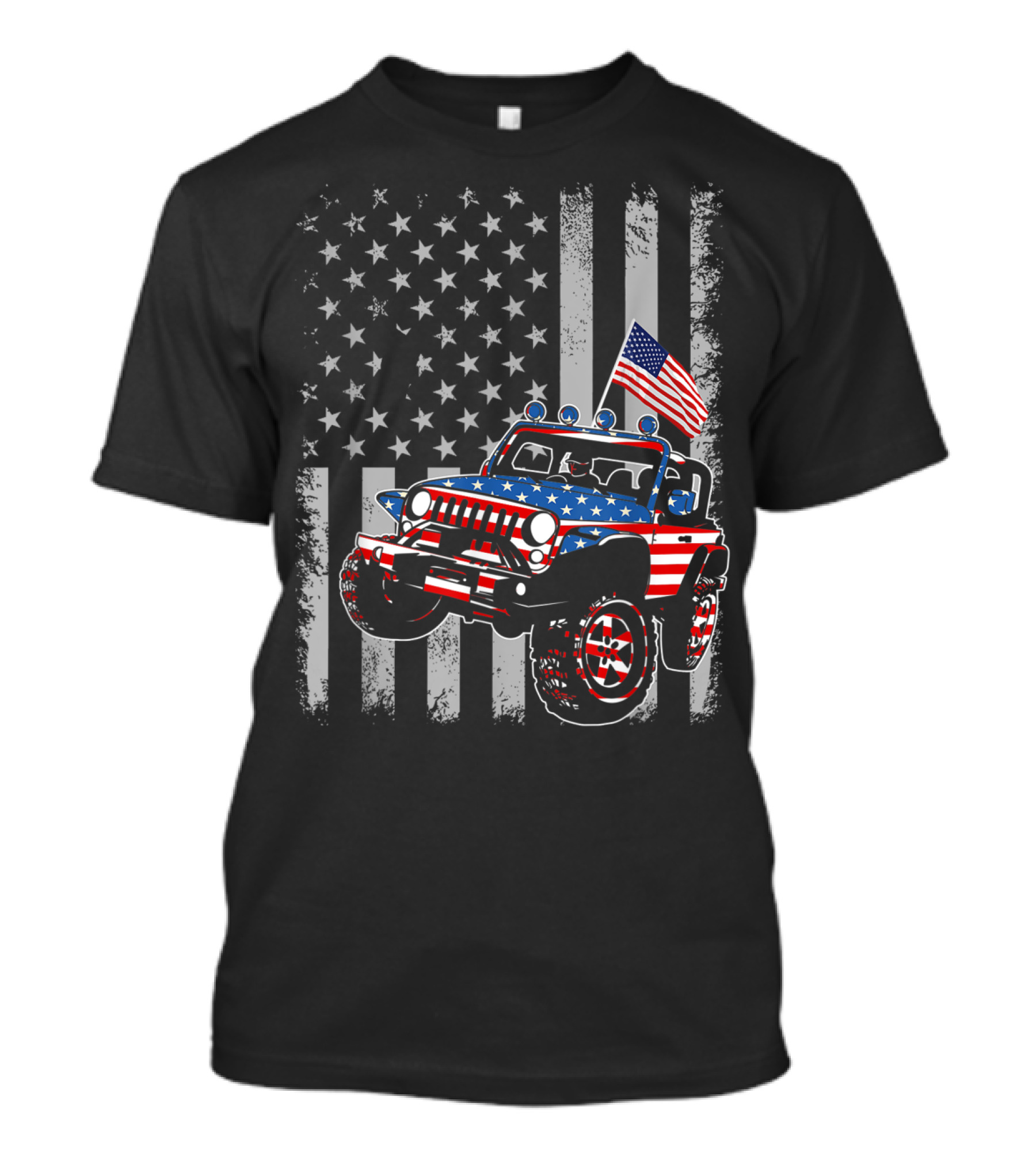 American Flag Jeep 4th Of July Independence Off-Roading T-Shirt