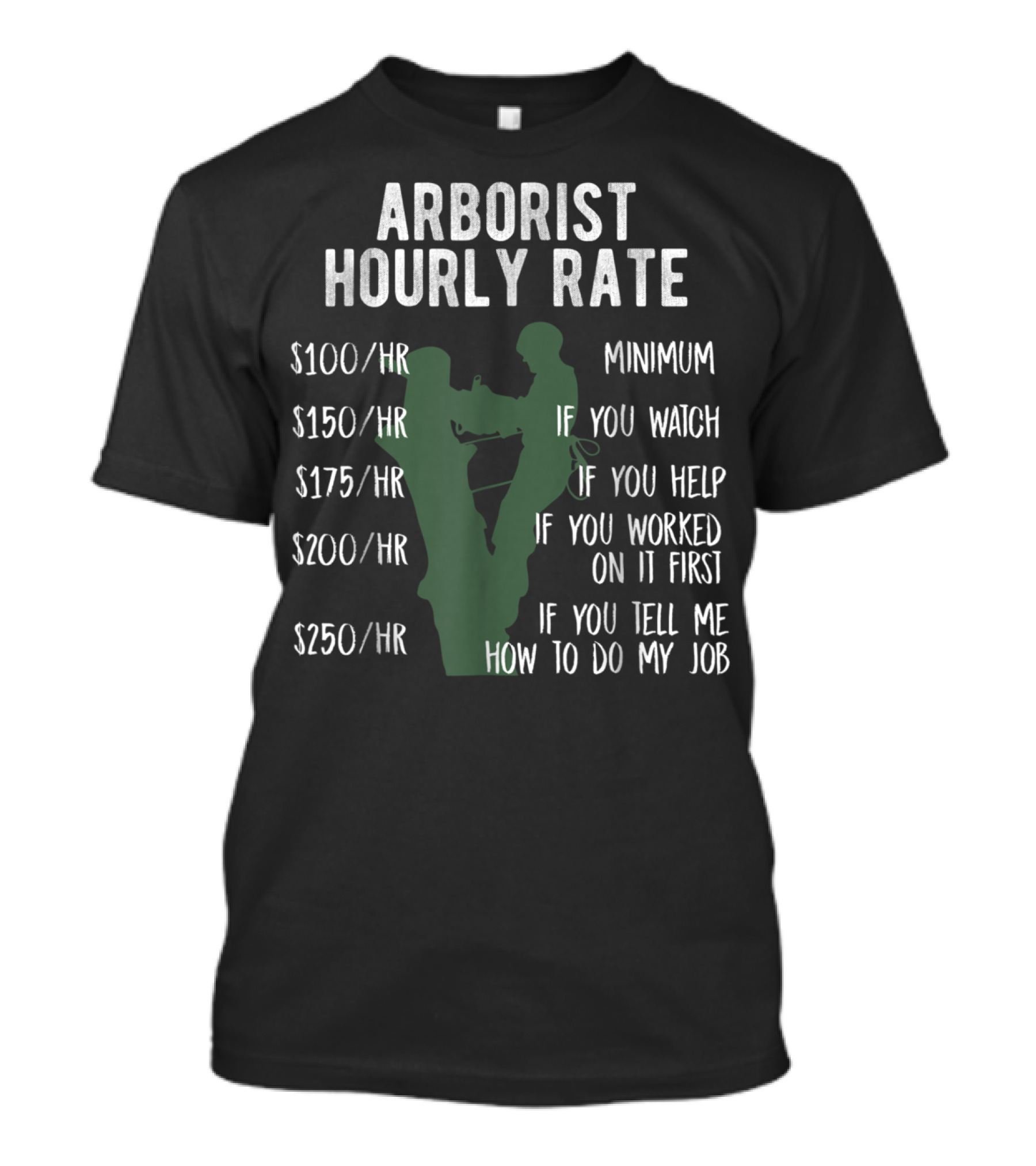 Arborist Hourly Rate Minimum Watch Help Worked Job T-Shirt