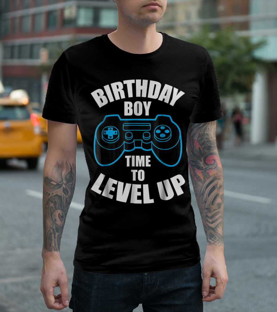 Birthday Boy Time to Level Up Gamer Theme Bday Loading T-Shirt