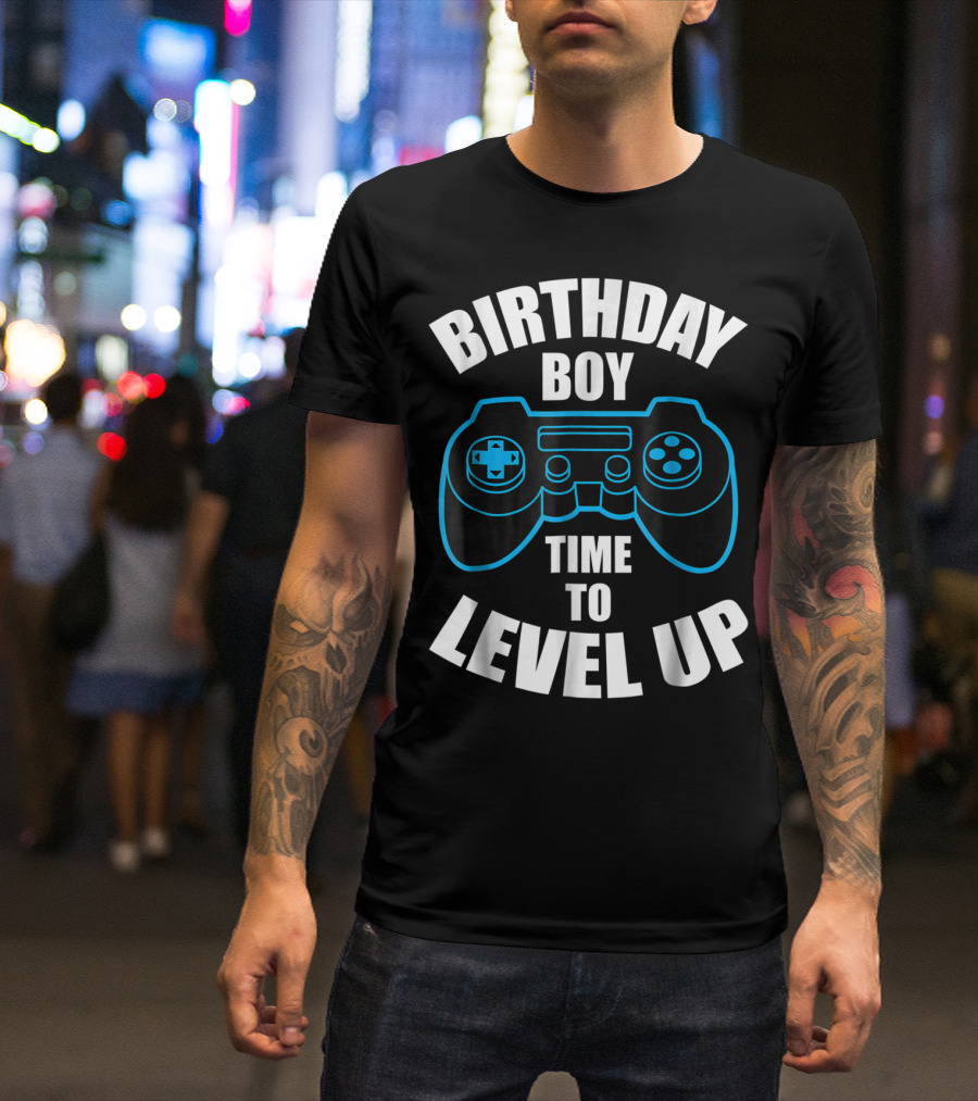 Birthday Boy Time To Level Up Gamer Theme Bday Loading T-Shirt