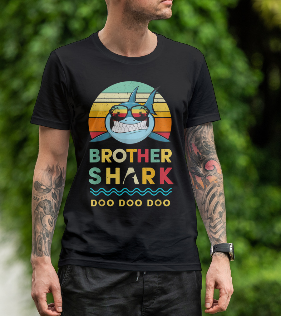 Brother Shark Doo Doo Doo Retro Kids For Toddlers And Boy T-Shirt
