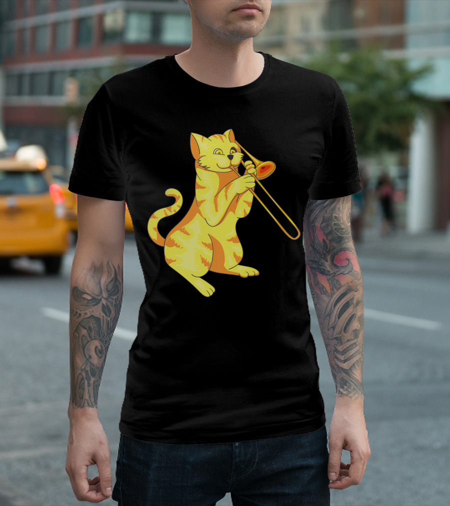 Cat Trombone Meow Music Collection T-Shirt