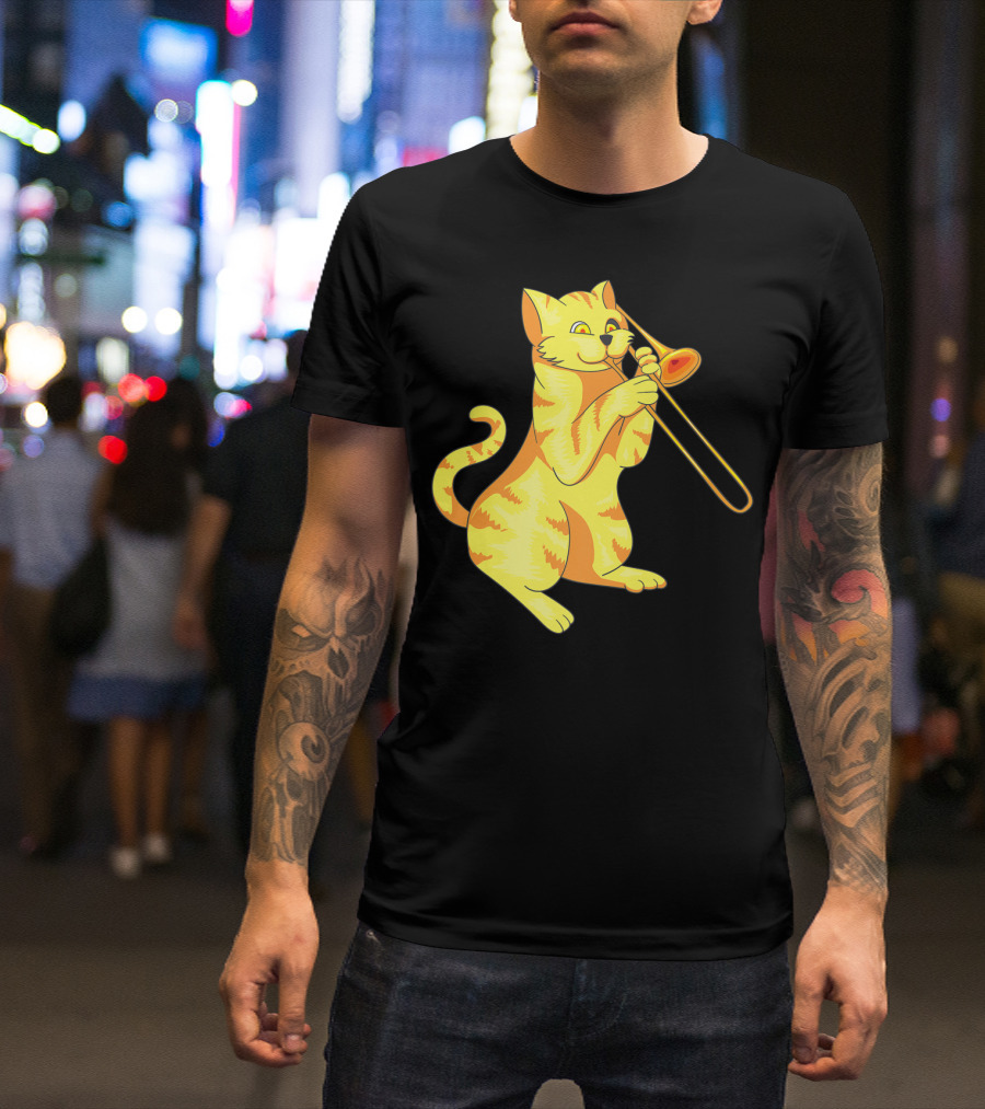 Cat Trombone Meow Music Collection T-Shirt