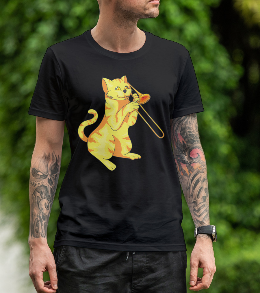Cat Trombone Meow Music Collection T-Shirt