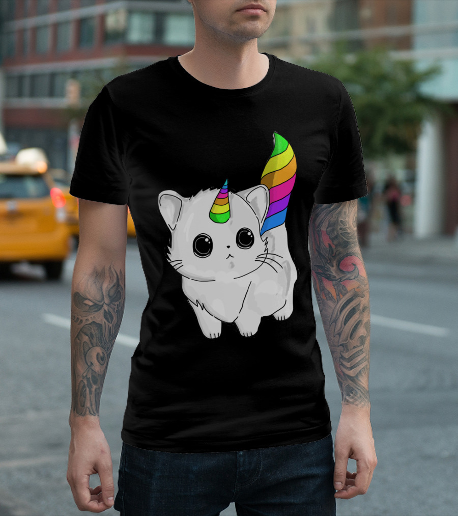 Caticorn Unicorn Rainbow Cat for Girls Boys Adults T-Shirt