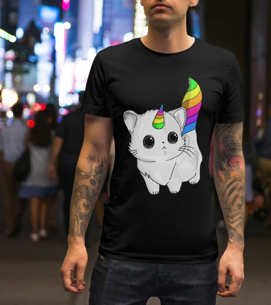 Caticorn Unicorn Rainbow Cat For Girls Boys Adults T-Shirt