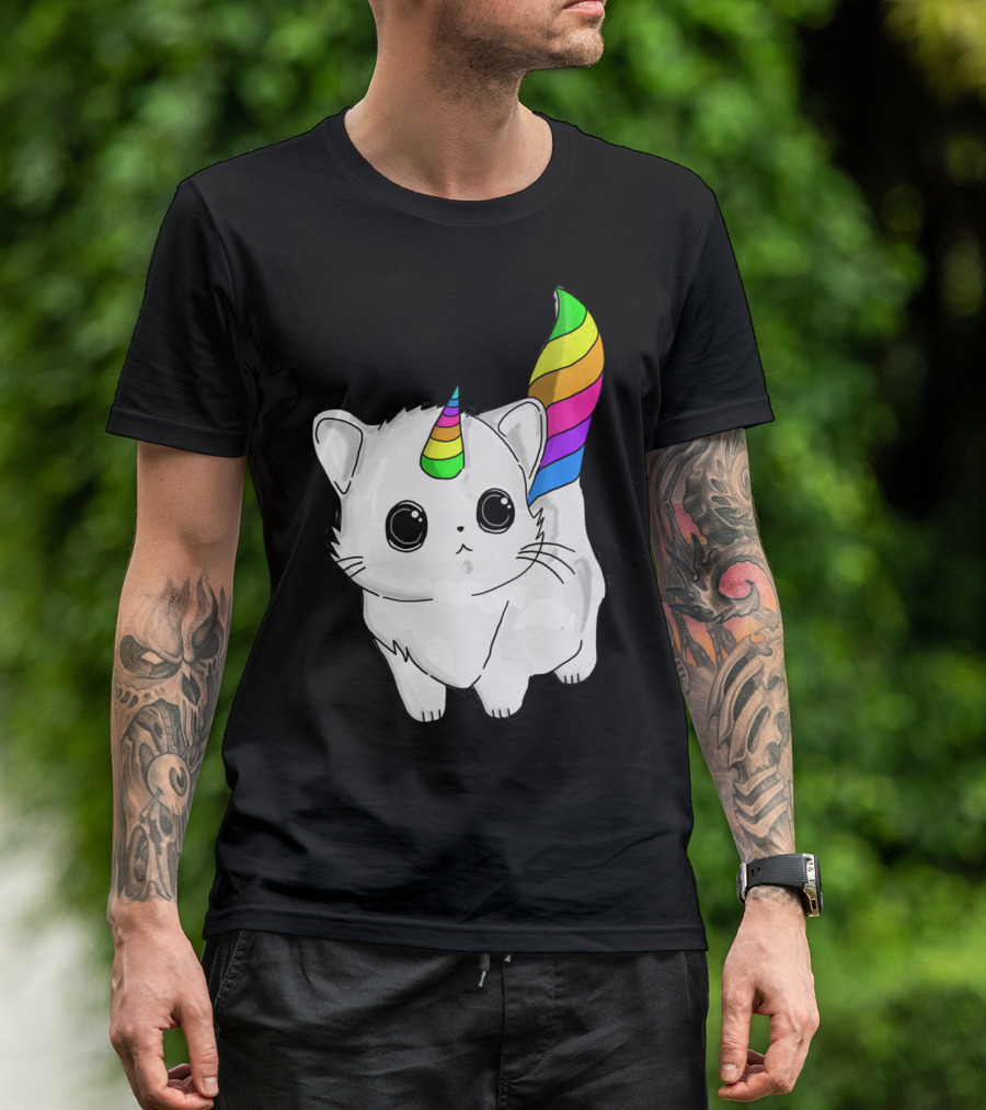 Caticorn Unicorn Rainbow Cat For Girls Boys Adults T-Shirt