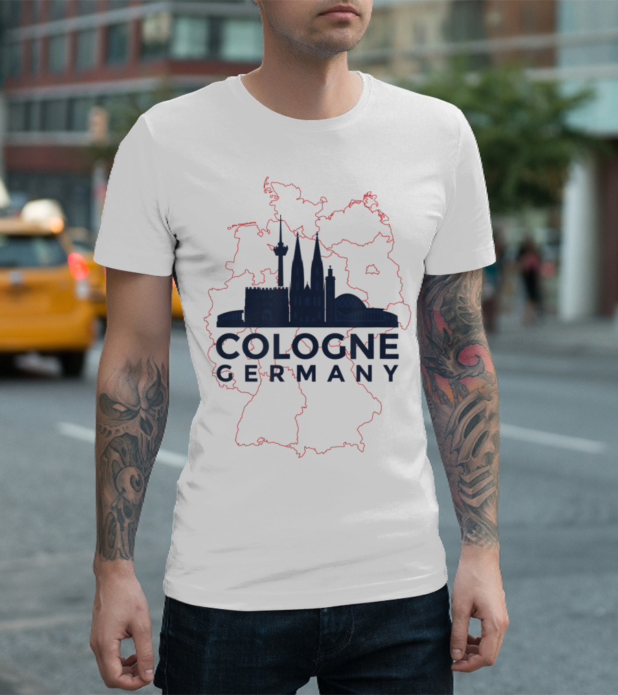 Cologne Germany Koln Skyline And Map Souvenir T-Shirt