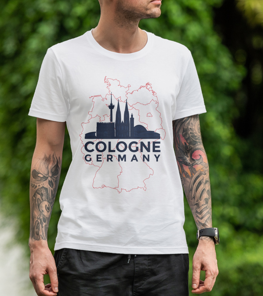 Cologne Germany Koln Skyline And Map Souvenir T-Shirt