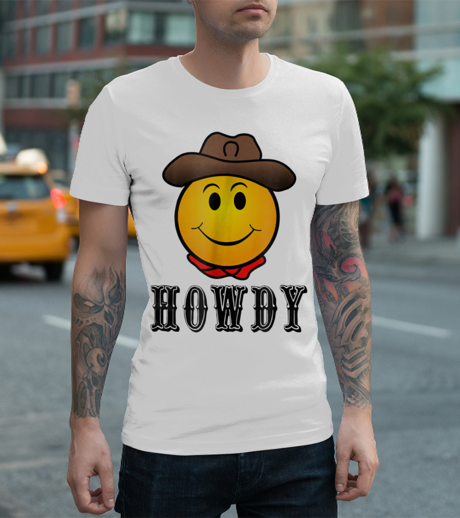 Howdy Cowboy Western Smiley Emoji Rodeo T-Shirt