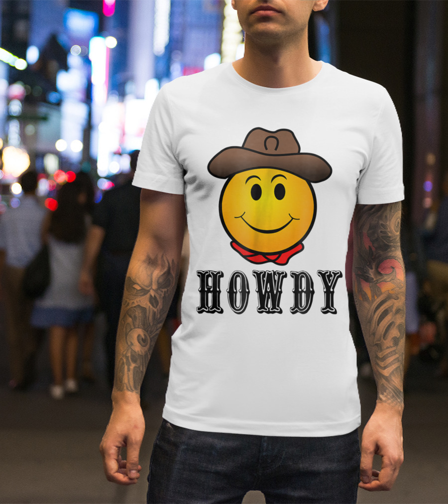 Howdy Cowboy Western Smiley Emoji Rodeo T-Shirt
