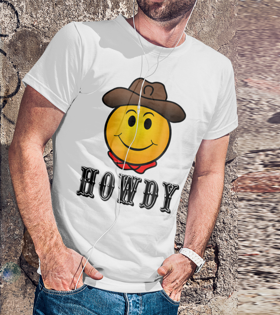 Howdy Cowboy Western Smiley Emoji Rodeo T-Shirt